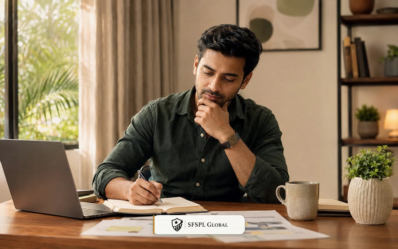 Indian professional building a thoughtful business career