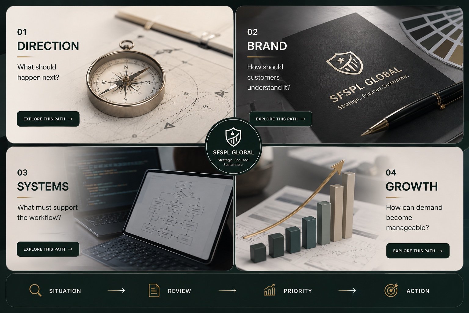 SFSPL Global framework connecting direction, brand, systems and growth